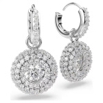 Sublima drop earrings Round cut, White, Rhodium plated